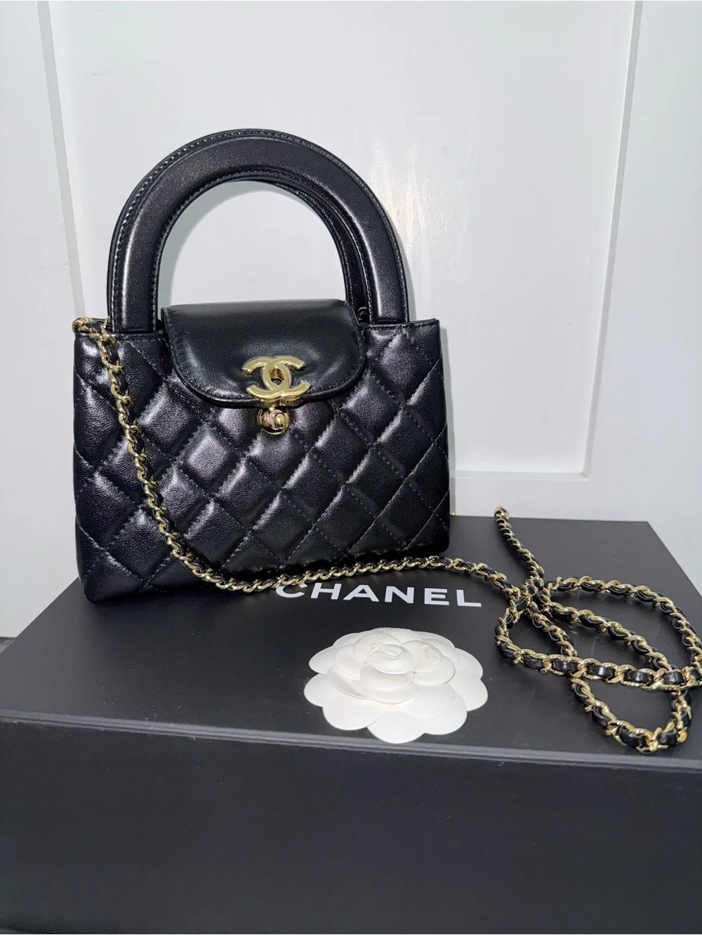 CHANEL Black Quilted nano Kelly